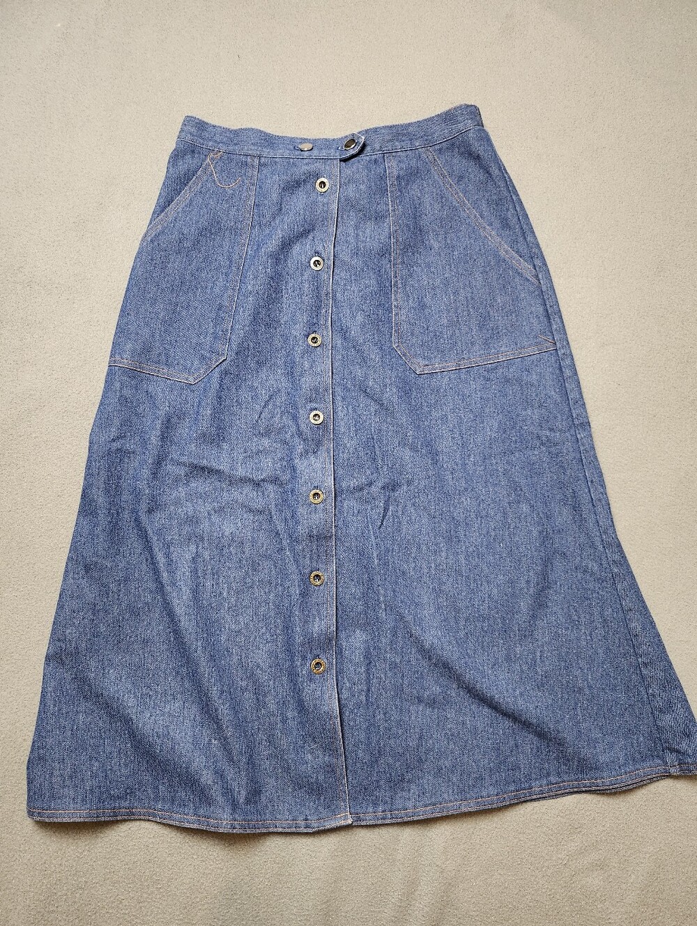 Vintage Koret City Blues Dark Wash Denim Jean Button Front Cowgirl Skirt
